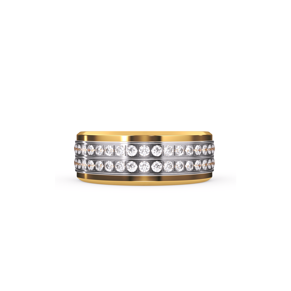 Half Eternity Two Row Diamond Wedding Band